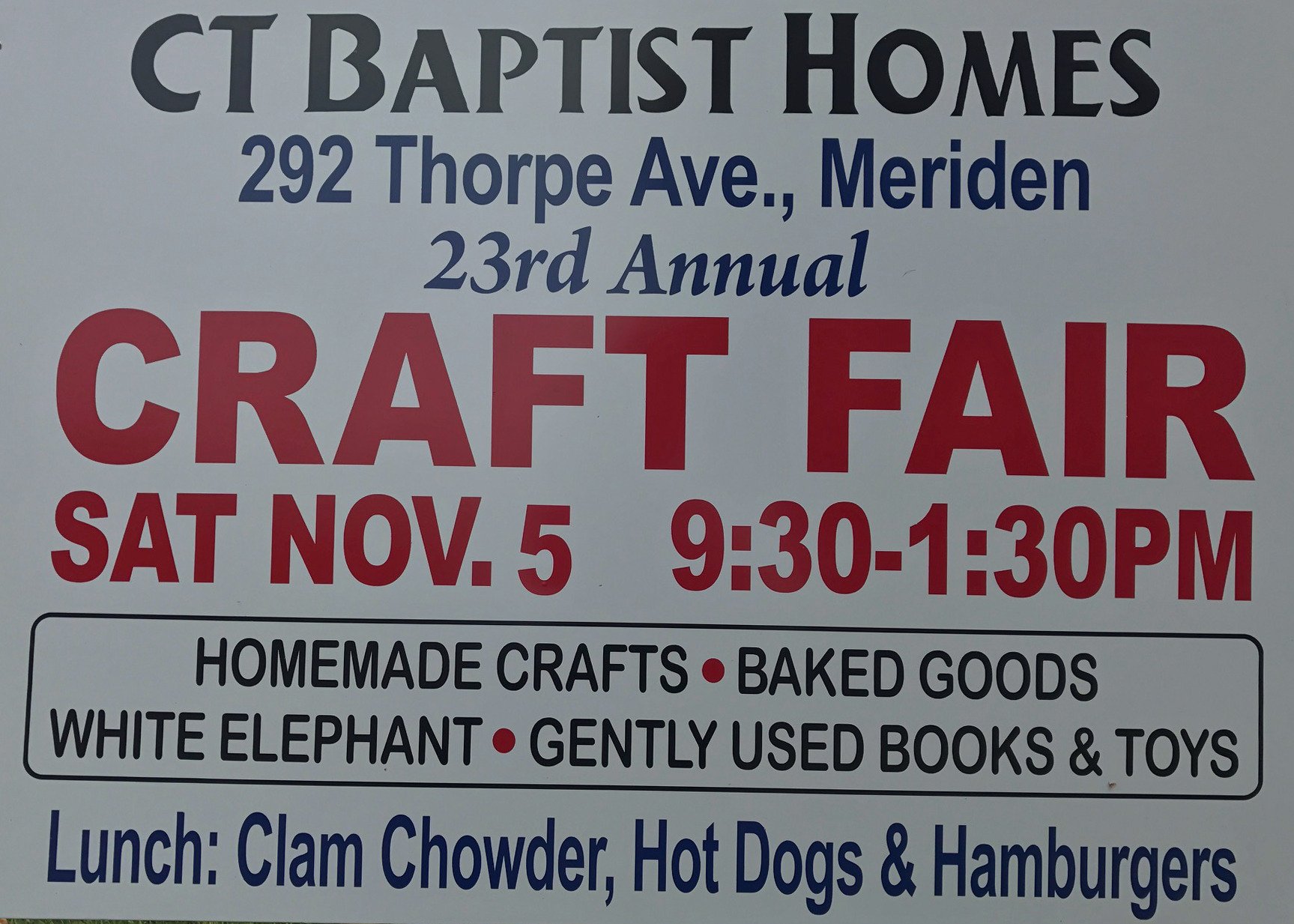 CT Baptist Homes Craft Fair On November 5th. In Meriden
